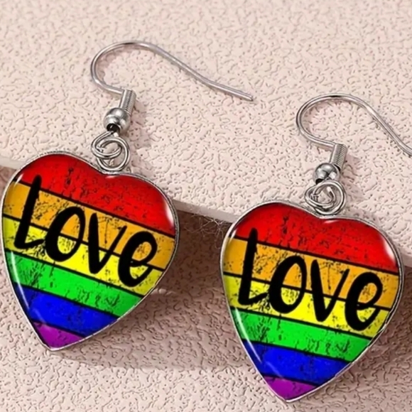 2/$30 Or 3/$35 NEW Multi Color Pride Heart-Shaped Love Earrings (#069) - Picture 1 of 5